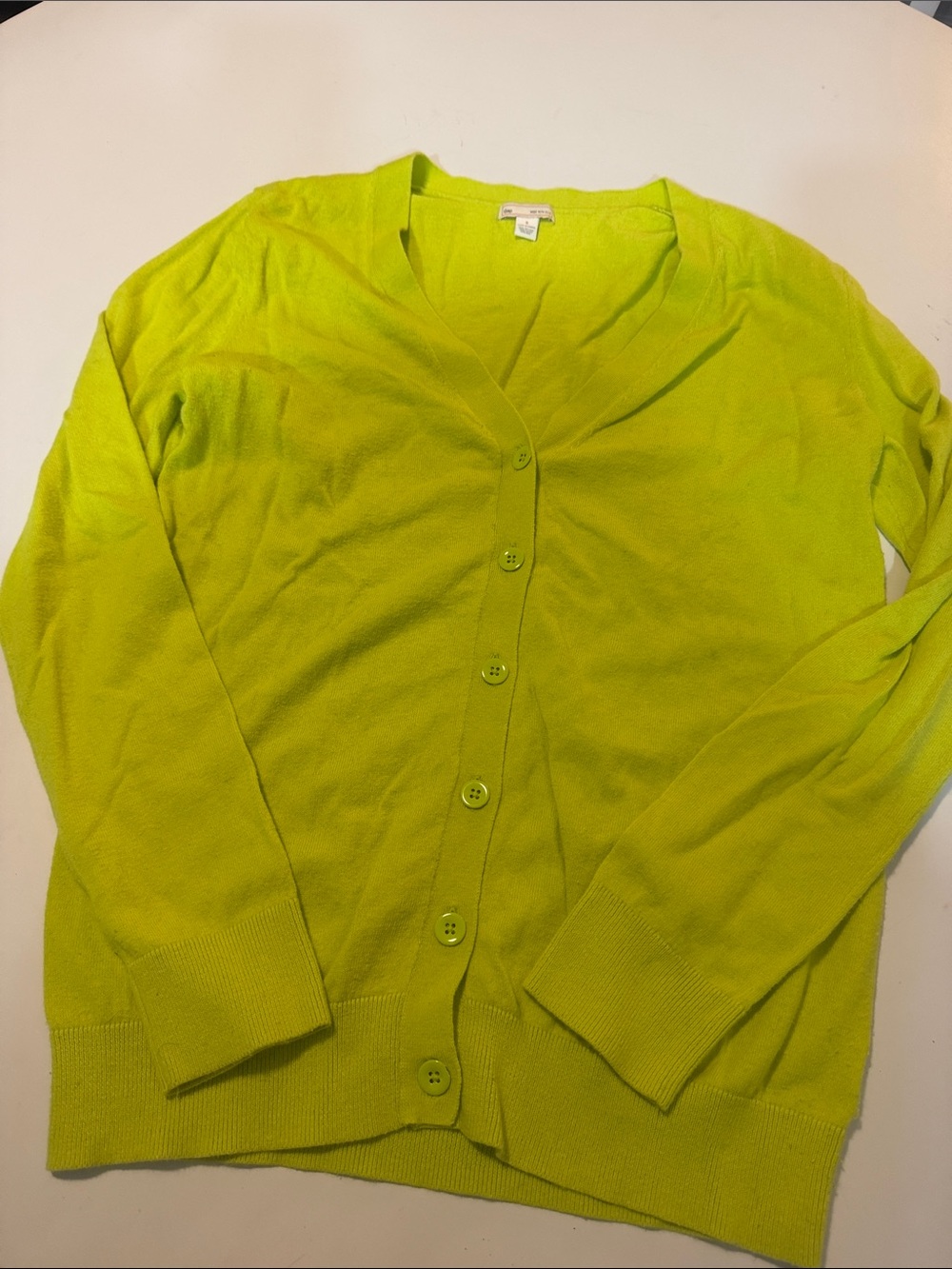 GAP Lime Green V-Neck Button Cardigan